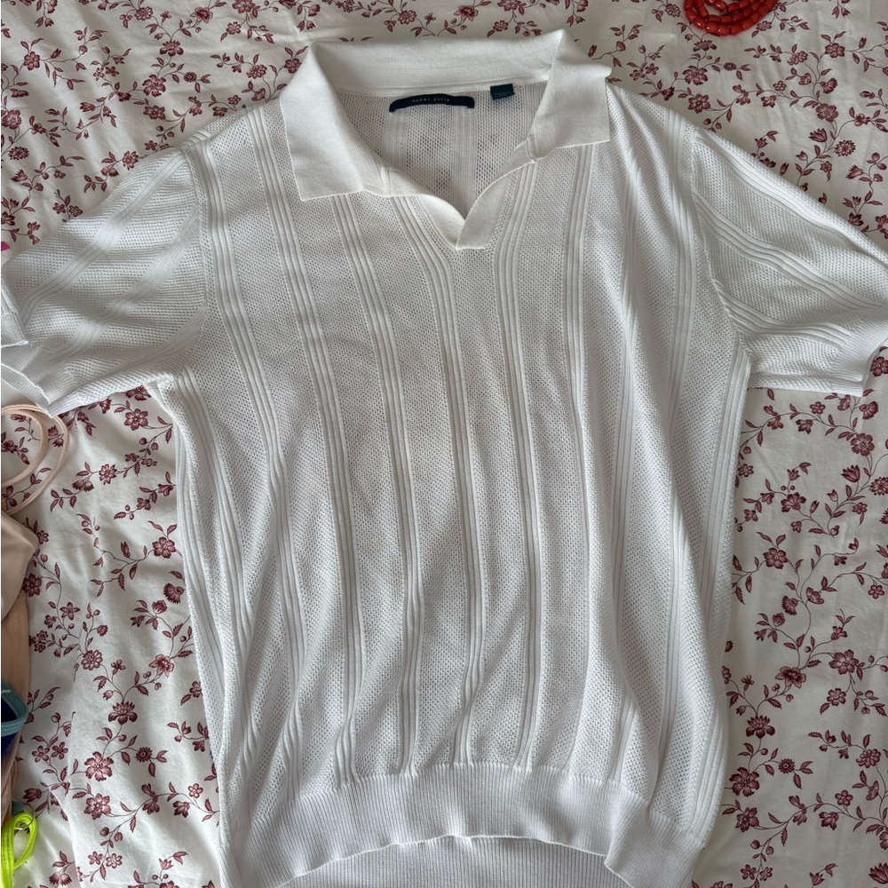 Perry Ellis Textured White Polo